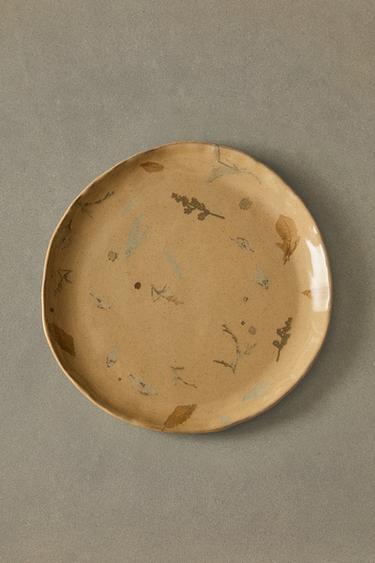 STONEWARE DINNER PLATE WITH DESIGNS - Beige by Zara - Image 5