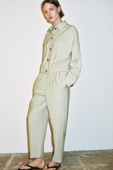 Zara SHORT JACKET WITH FLAP POCKETS - Sea green