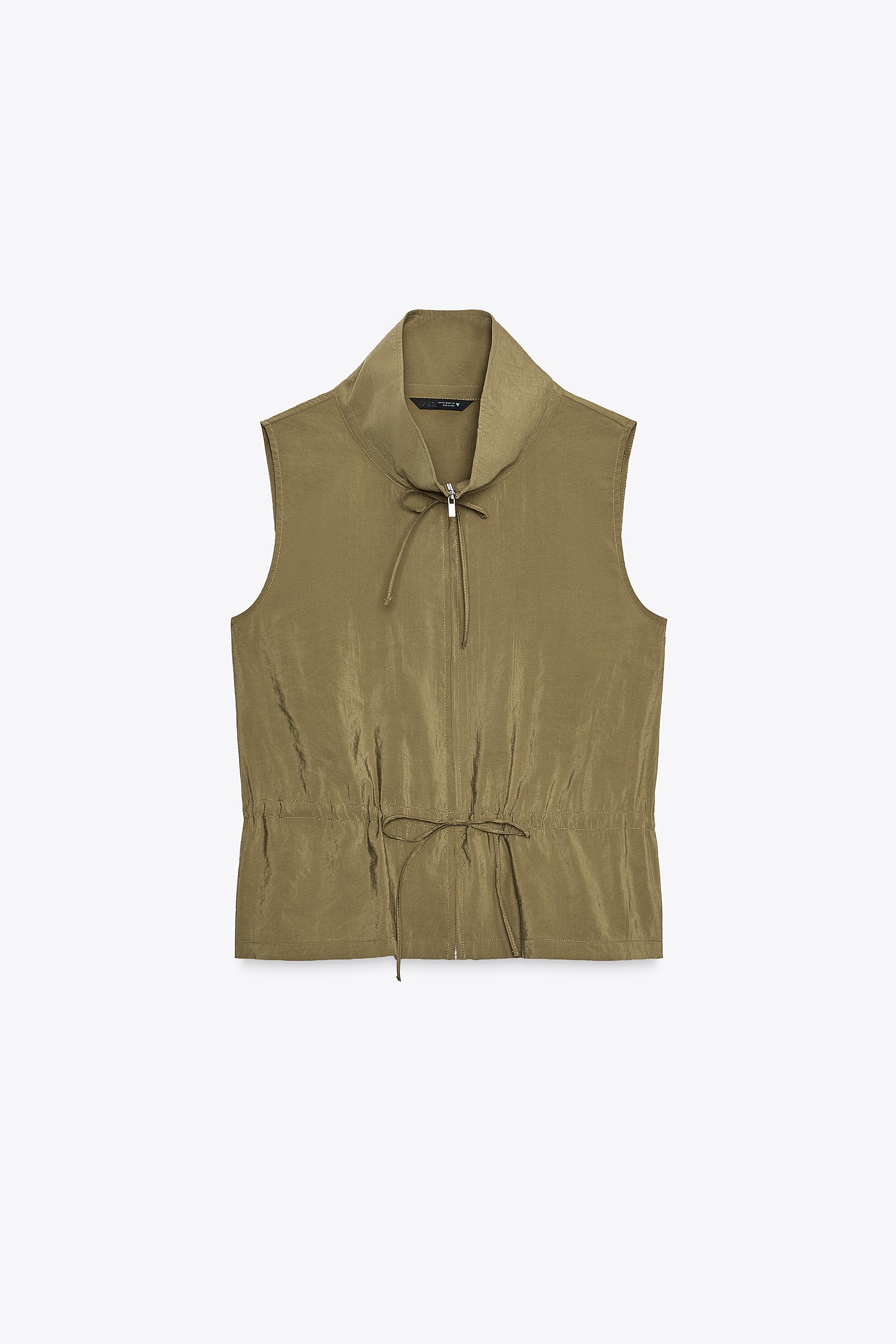 関税負担★ZARA★RUBBERISED PADDED CROP GILET CROPPED RUBBERIZED PUFFER VEST - Light gray | ZARA United States