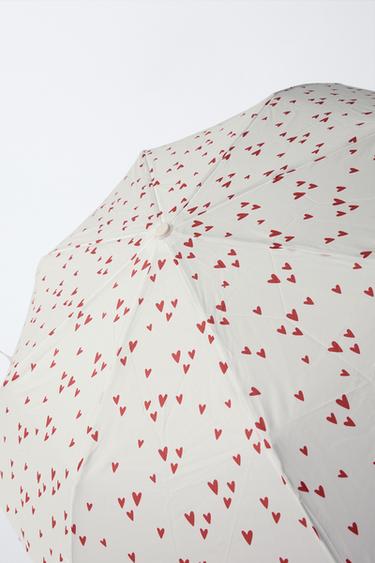 FOLDING HEART PRINT UMBRELLA - Ecru by Zara - Image 2
