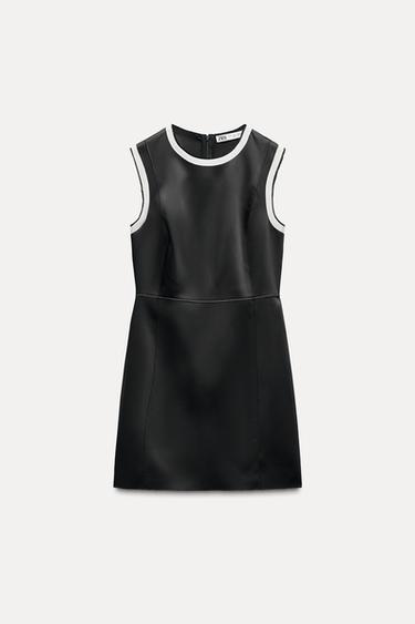CONTRAST SATIN DRESS ZW COLLECTION - Black by Zara