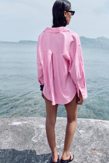 CHEMISE BASIQUE EN POPELINE - Rose de Zara - Image 4