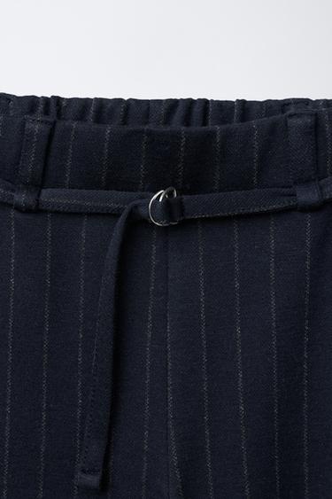 PINSTRIPED STRAIGHT-LEG TROUSERS - Navy blue by Zara - Image 2