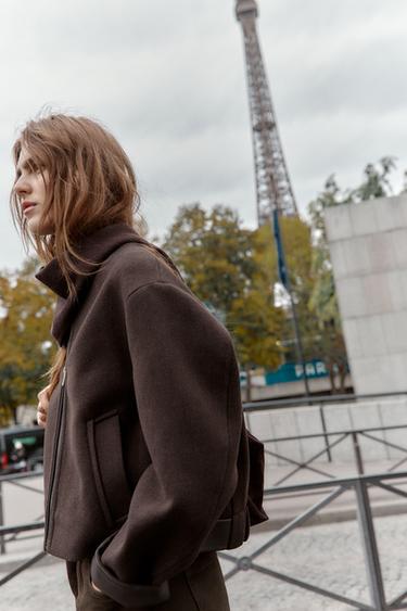 VESTE DOUCE AVEC FINITIONS EN MATIÈRE SYNTHÉTIQUE - Marron de Zara - Image 5