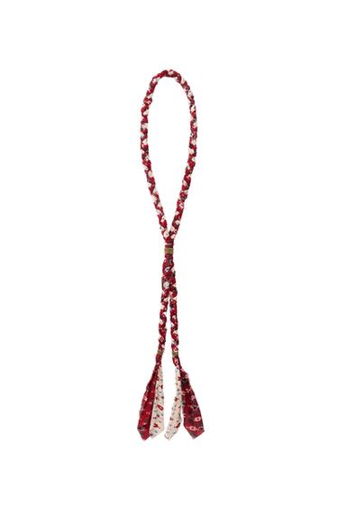 COLLAR TEJIDO TRENZADO ABALORIOS - Rojo de Zara - Imagen 0
