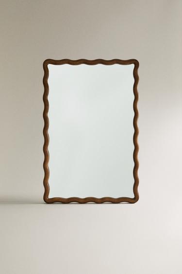 Zara WALL MIRROR WITH SCALLOPED FRAME - 棕色
