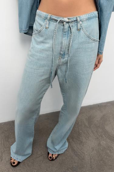 TRF LOOSE-FITTING DENIM JEANS - Light blue by Zara