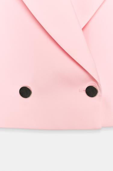 CROPPED BLAZER WITH SHOULDER PADS - Pink by Zara - Image 4