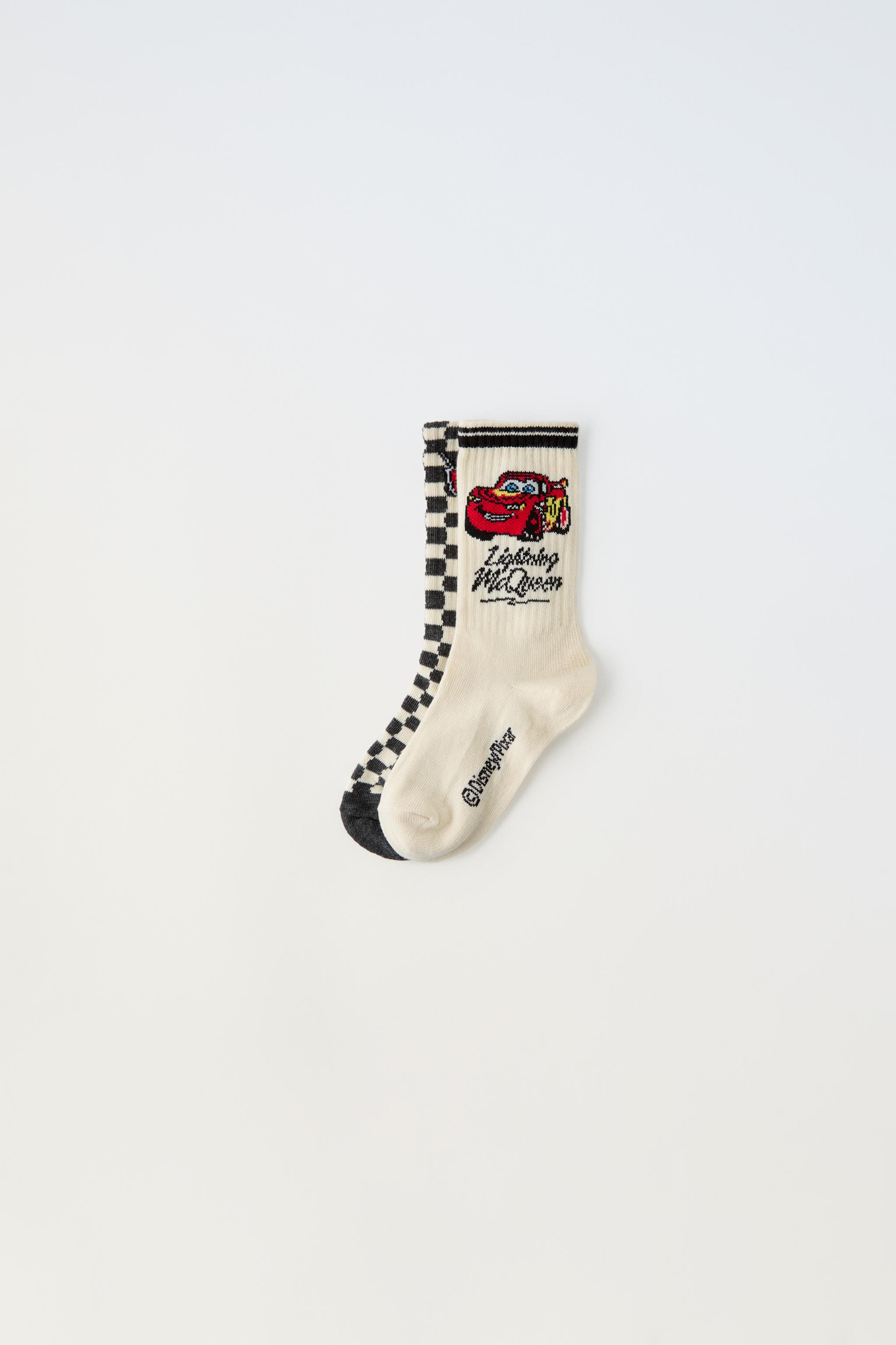 PACK OF TWO PAIRS OF CARS LIGHTNING MCQUEEN © DISNEY CREW SOCKS - Black /  Ecru | ZARA United States