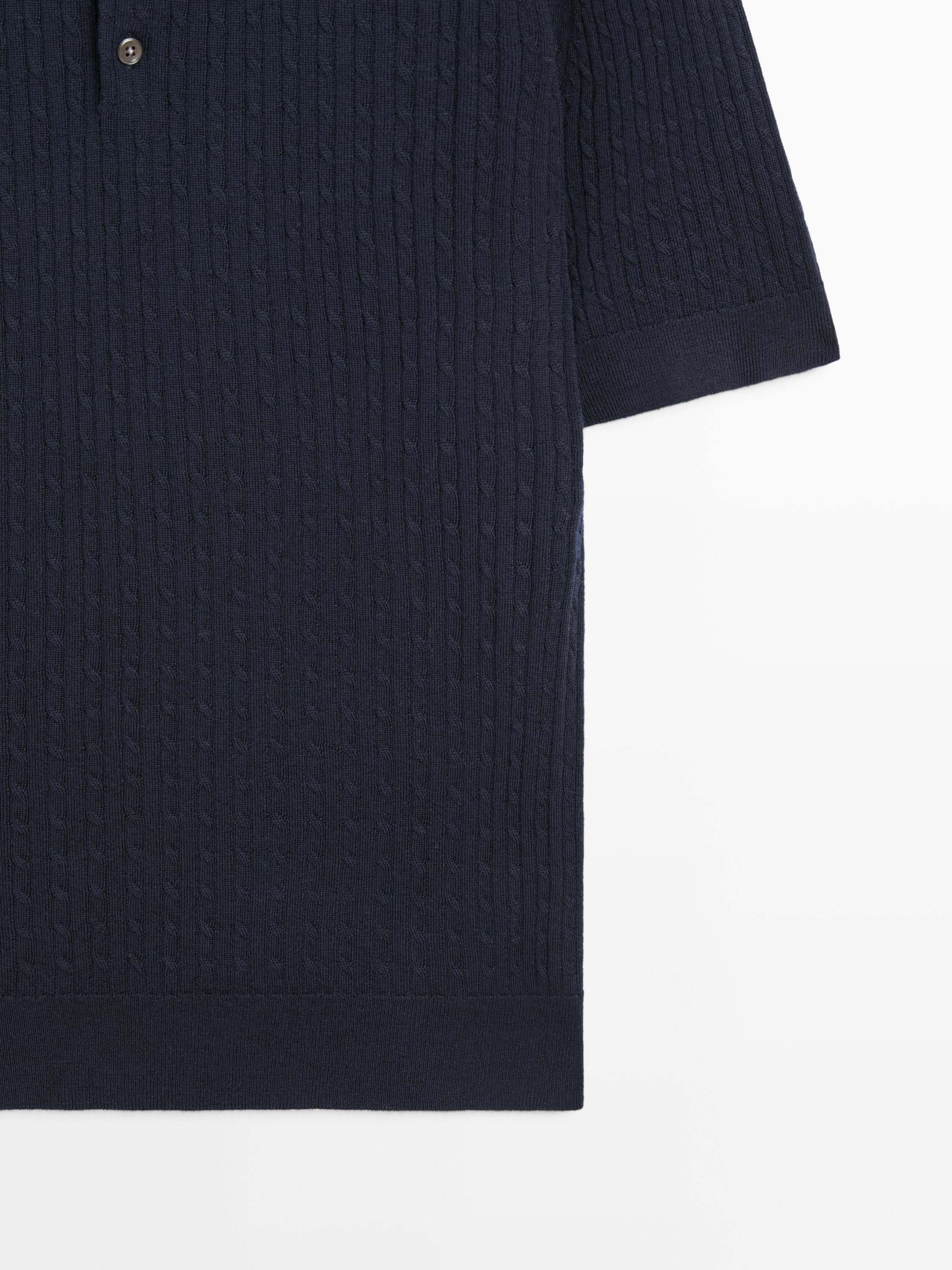 Pull polo en maille de laine mérinos