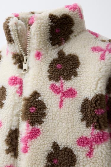 VESTE EFFET MOUTON À FLEURS - Écru de Zara - Image 4