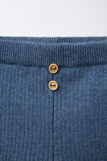 RIBBED LEGGINGS WITH BUTTONS - Mid-blue by Zara - Image 2