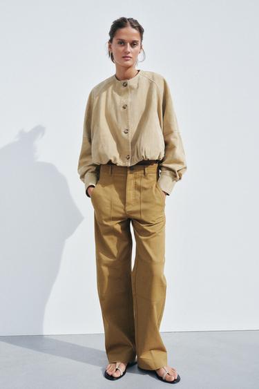 ZW COLLECTION TWILL TROUSERS - Olive green by Zara - Image 4