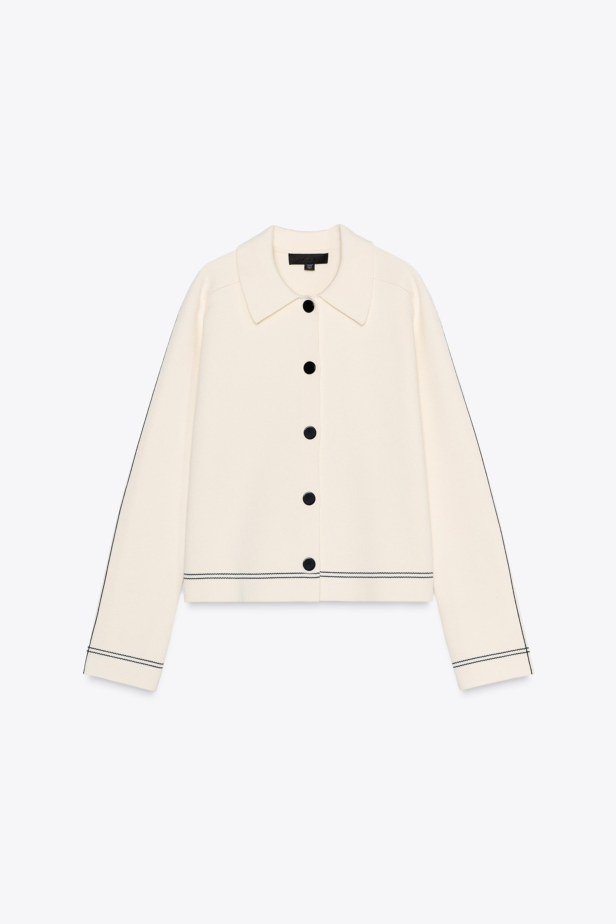パイピングシーム入りニットジャケット - エクリュ | ZARA Japan