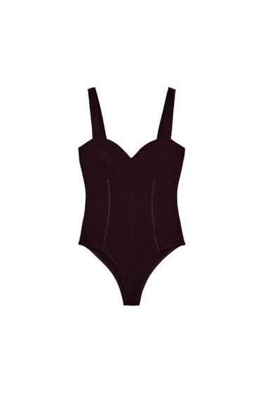 STRAPPY BODYSUIT - Dark purple by Zara