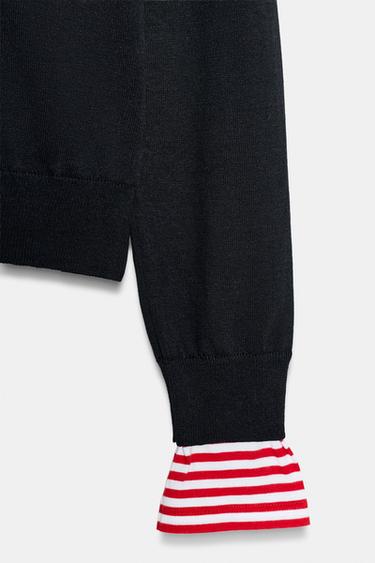 STRIPED COMBINED KNIT JUMPER - Navy blue by Zara - Image 9