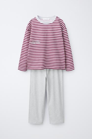 6-14 AÑOS/ PIJAMA ESTAMPADO RAYAS - Rosa de Zara - Imagen 0