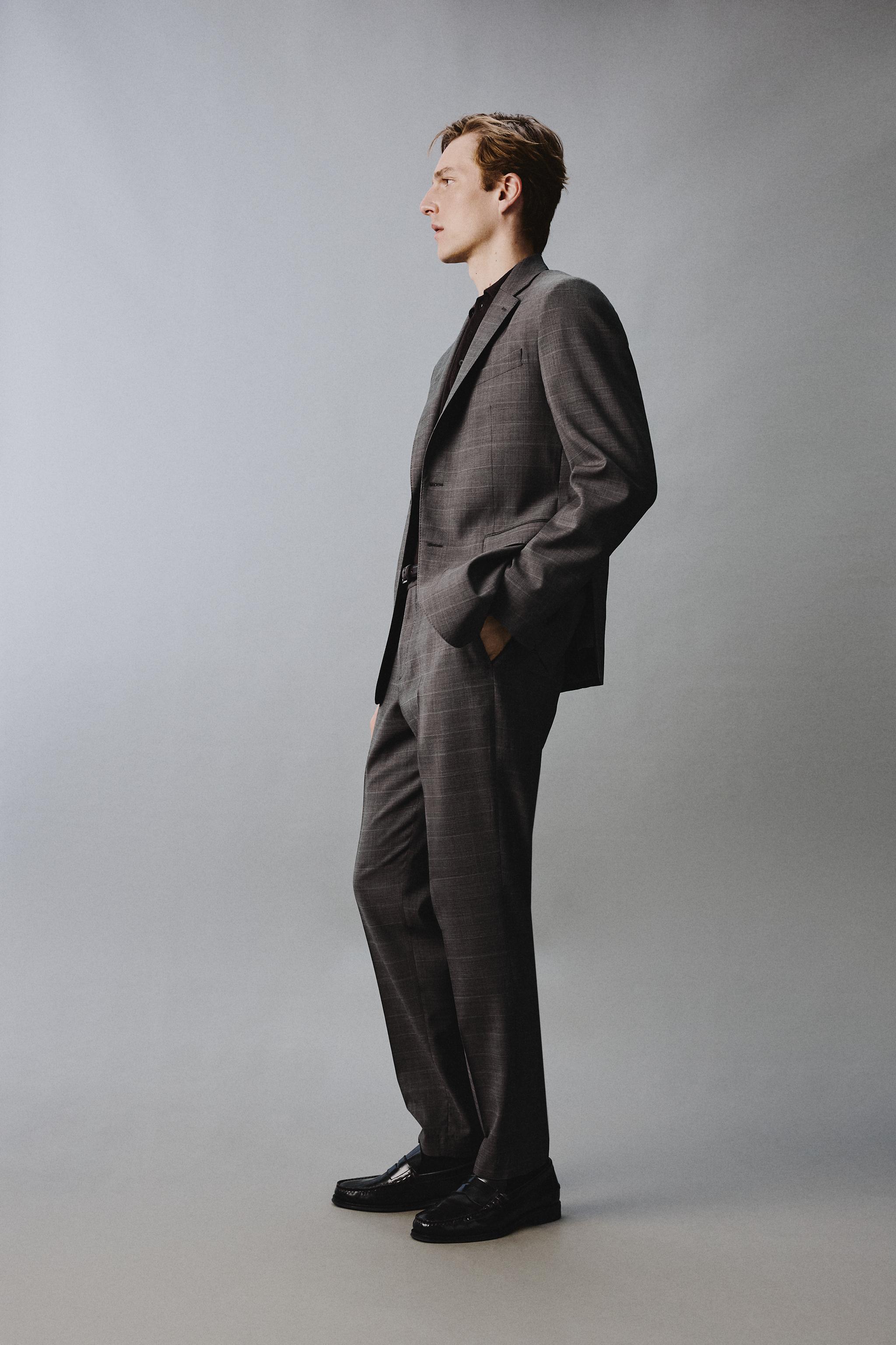 PANTALON DE COSTUME À CARREAUX 100 % LAINE