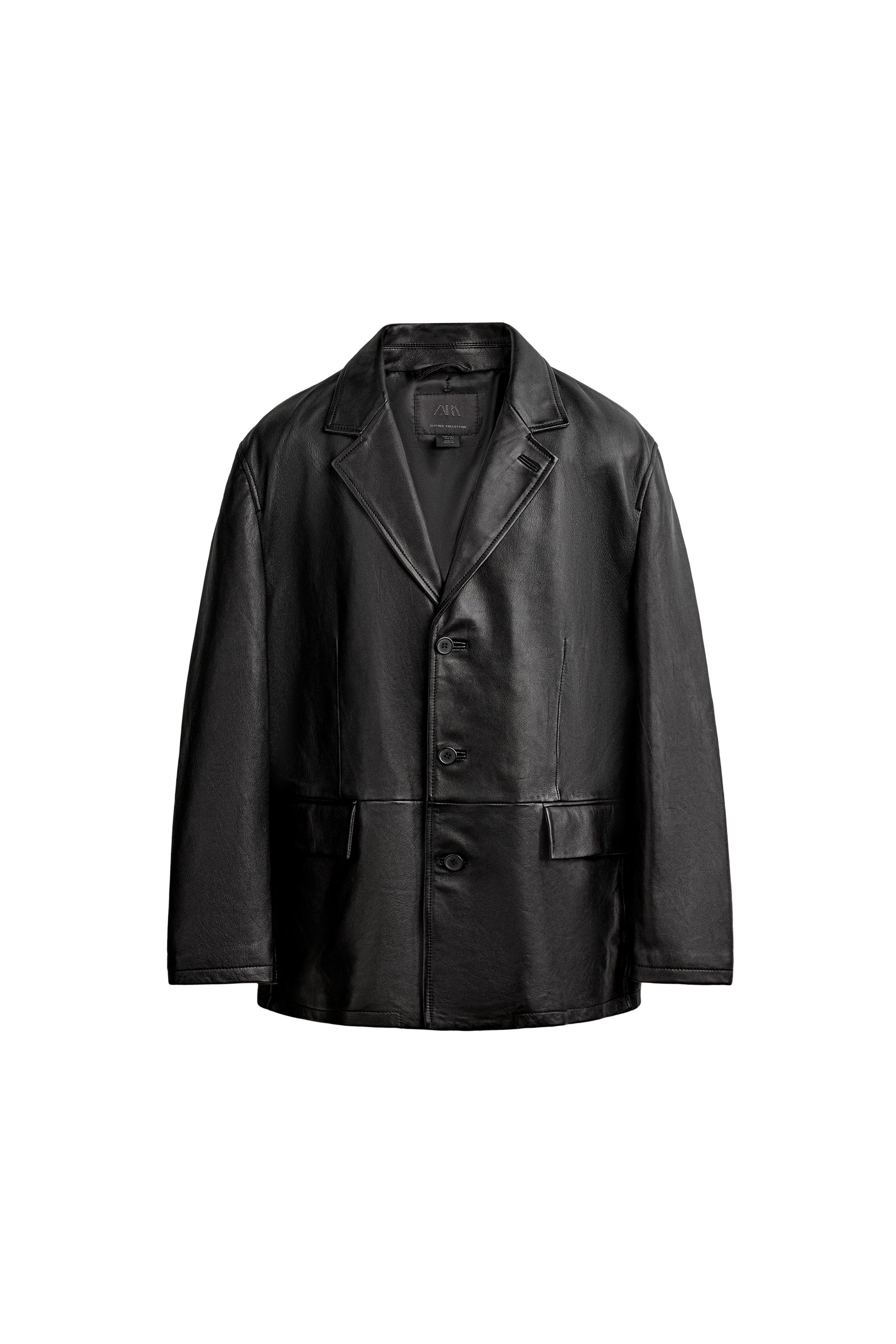 RELAXED-FIT LEATHER BLAZER - Black | ZARA United States