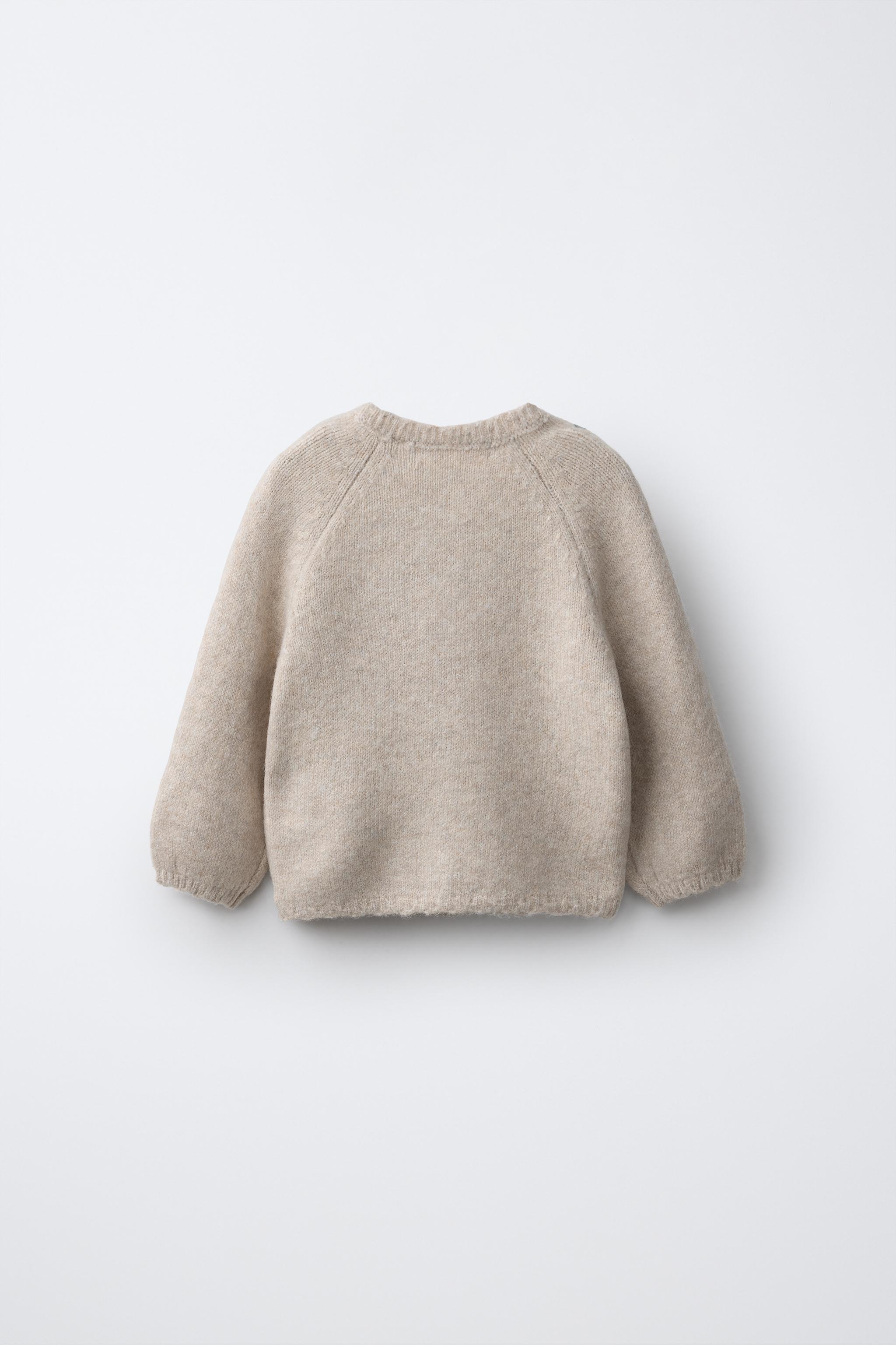 フラワー刺繍ニットカーディガン - ライトベージュ | ZARA Japan / 日本