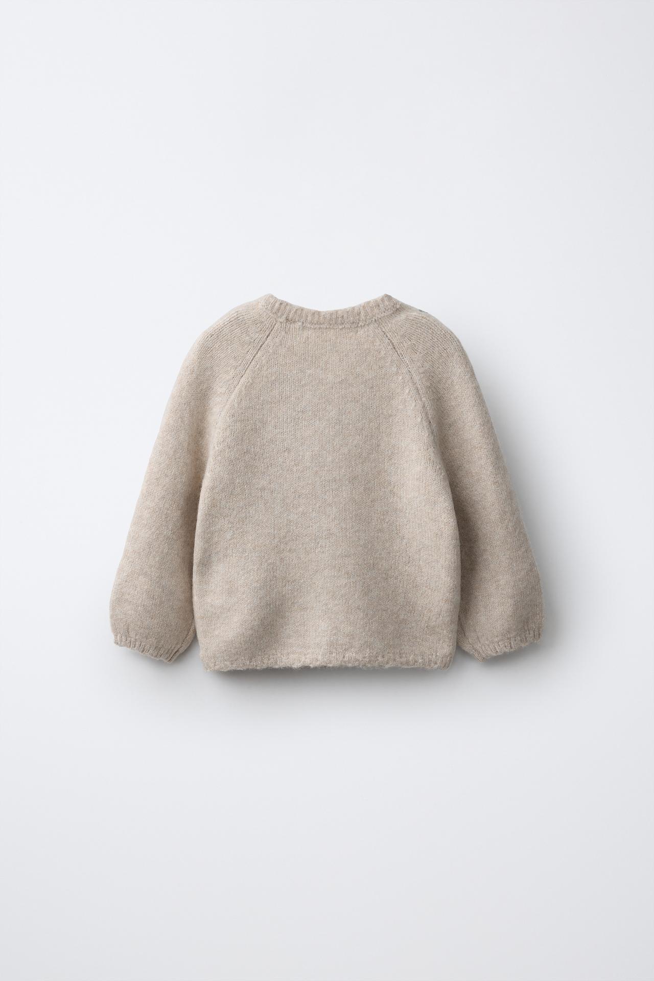 EMBROIDERED FLOWER CARDIGAN — Light beige