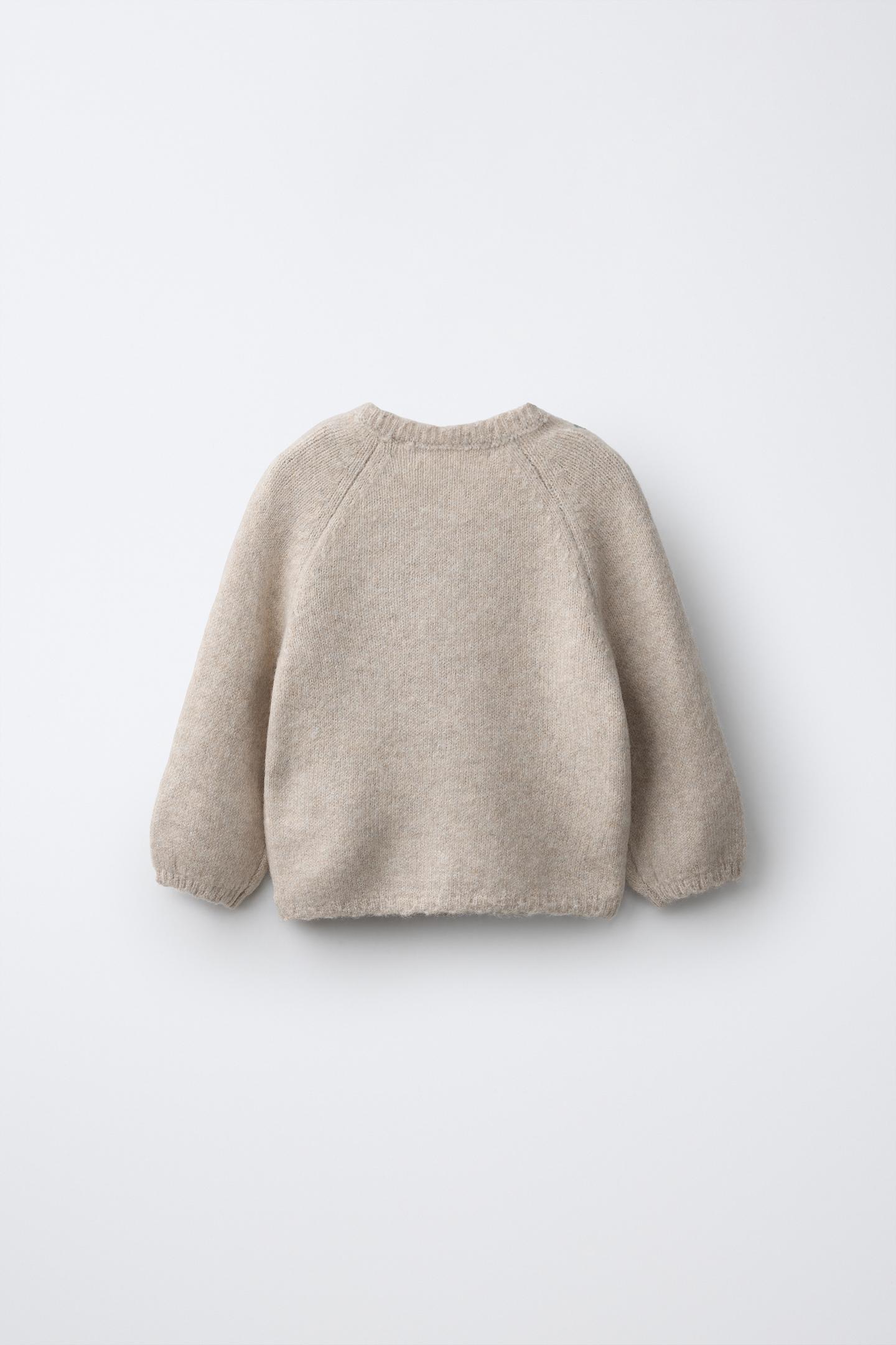 Детский свитер Zara Embroidered Flower Cardingan, цвет: Светлый бежевый — фото 2