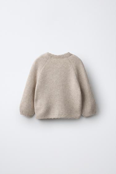 EMBROIDERED FLOWER CARDIGAN — Light beige 2