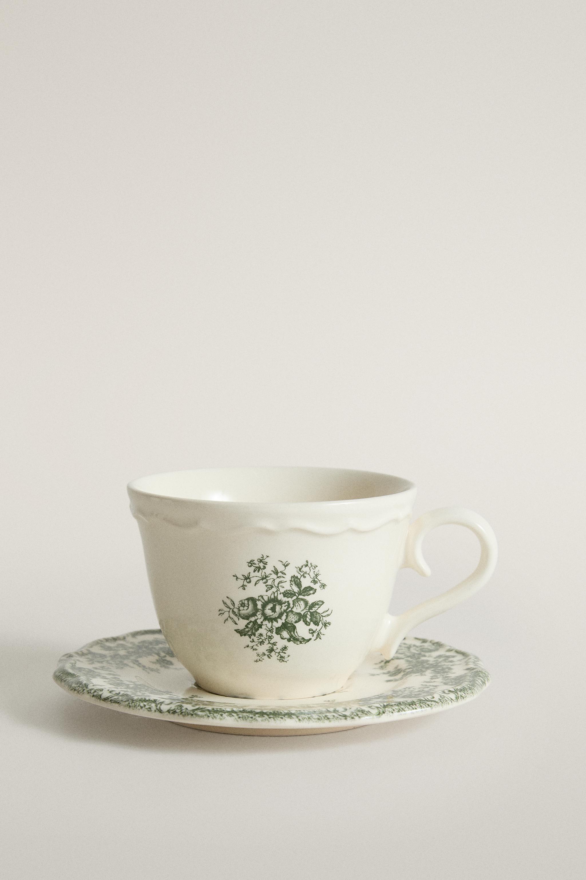 FLORAL TEACUP AND SAUCER