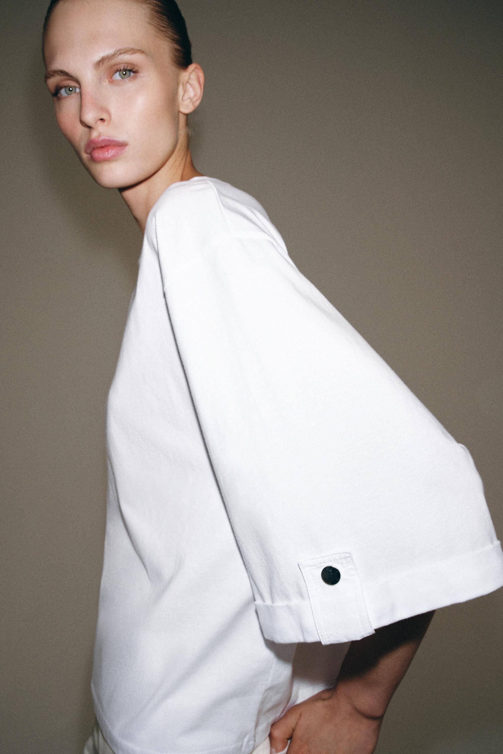 Zara PAMUKLU DÜĞMELİ T-SHIRT görsel 4