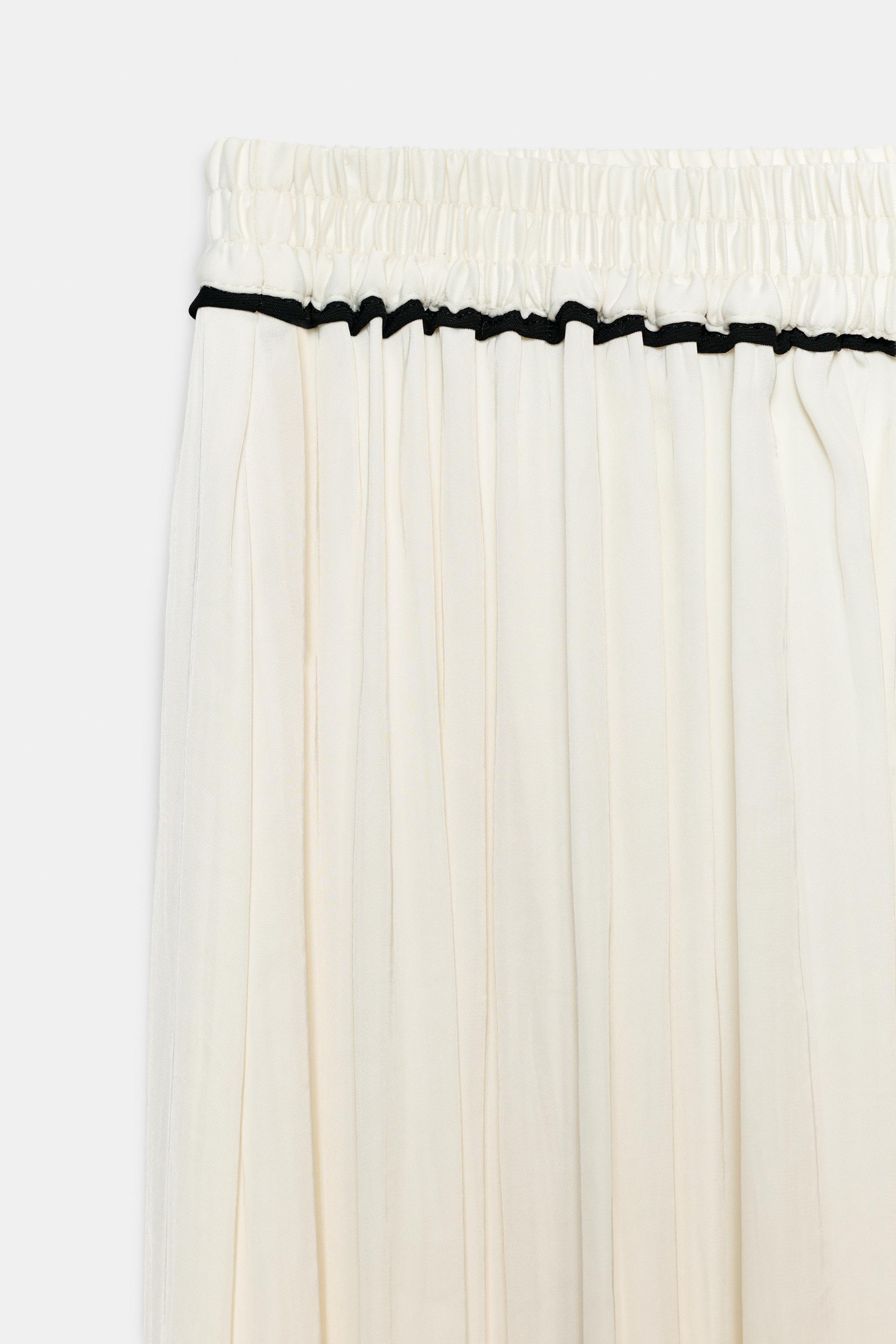 CONTRAST TRIM SATIN MIDI SKIRT