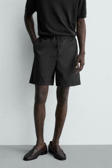 FADED REGULAR FIT BERMUDA SHORTS - Black by Zara
