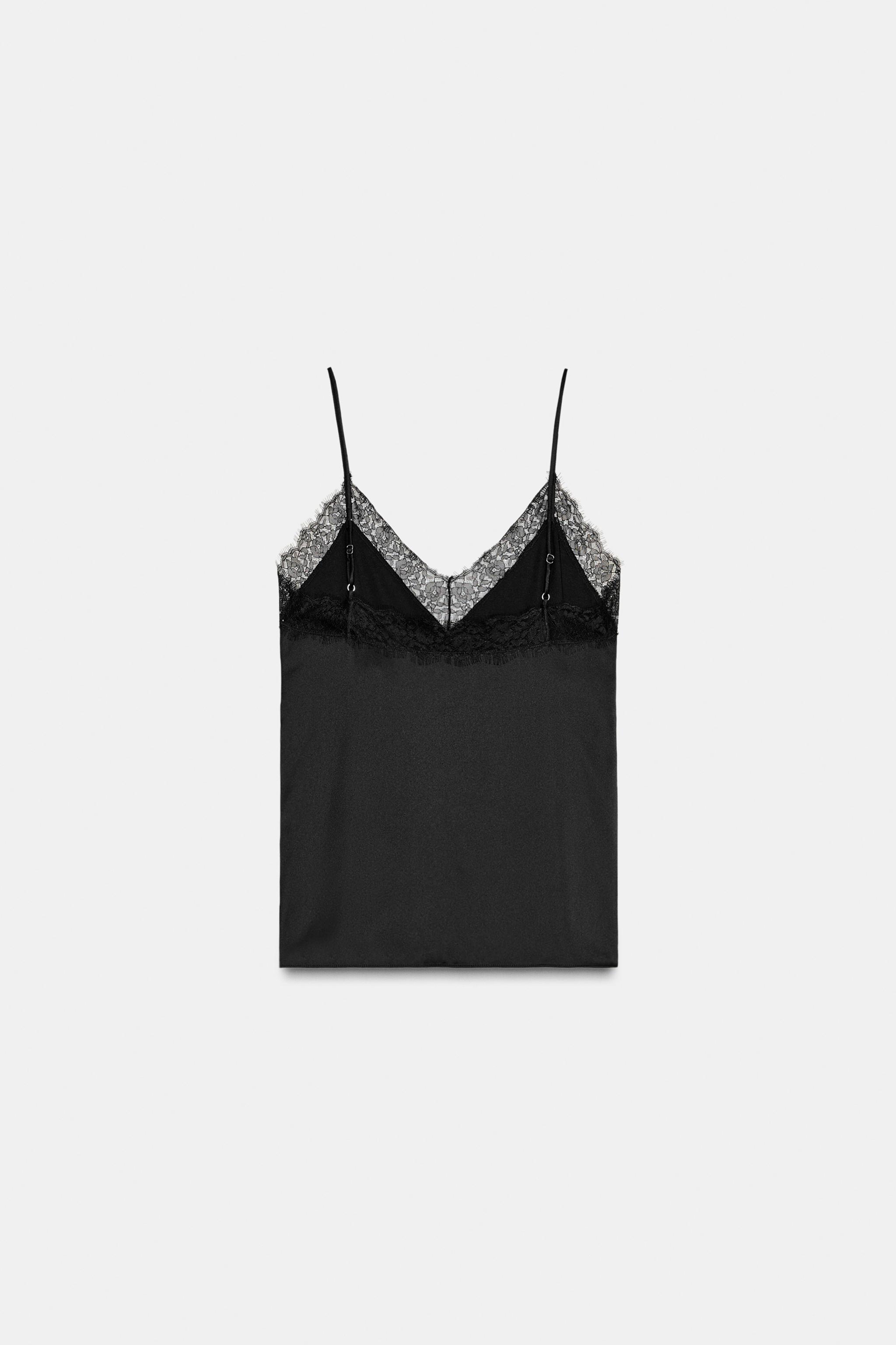 SATIN EFFECT LACE TOP