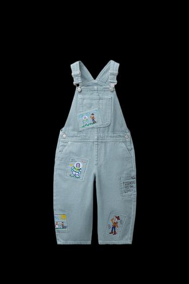 TWILL DUNGAREES WITH TOY STORY © DISNEY PIXAR PATCHES - Light blue by Zara - Image 0