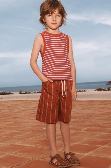 BERMUDA CARGO RAYURES ÉDITION LIMITÉE - Rouge orangé de Zara - Image 0