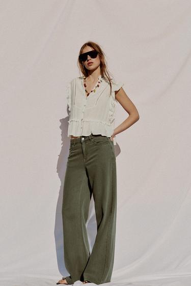 EMBROIDERED RUFFLE TOP - White by Zara