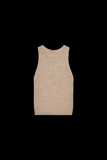 RUSTIKALES STRICKTOP - SAND/BRAUN von Zara