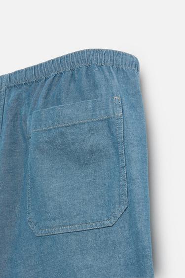 RELAXED FIT DENIM BERMUDA SHORTS - Blue / Green by Zara - Image 8