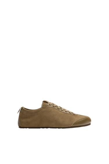 ΔΕΡΜΑΤΙΝΟ SNEAKER - Καφέ του Zara