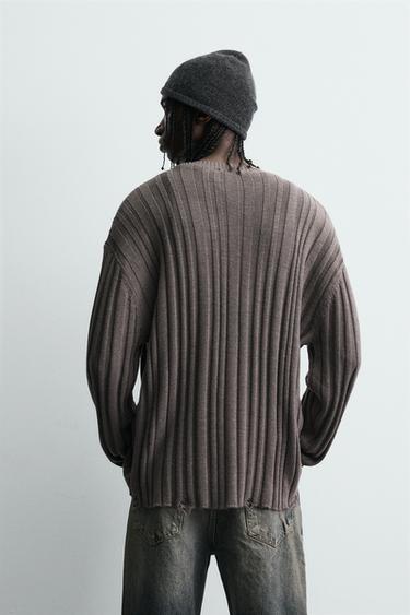 RIBBED OPEN-KNIT SWEATER - Brown by Zara - Image 2