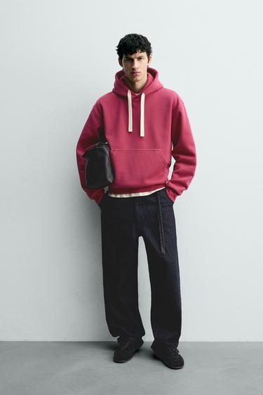 TOPSTITCHED HOODIE - Fuchsia by Zara - Image 0