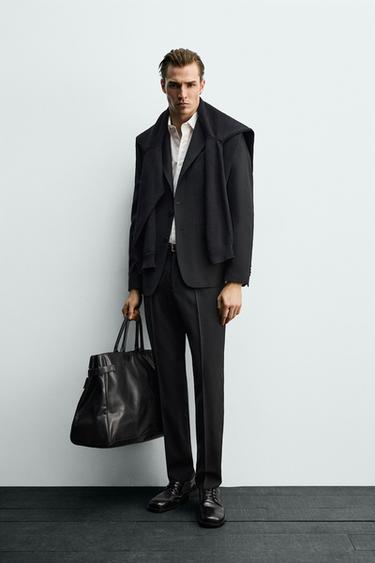 WOOL BLEND SUIT BLAZER - Black by Zara