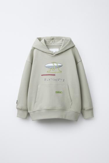 Zara SURF PRINT HOODIE - Light khaki