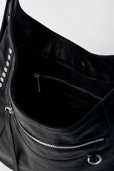 LEATHER BUCKET BAG WITH METAL DETAILS KATE MOSS X ZARA - Black by Zara - Image 3