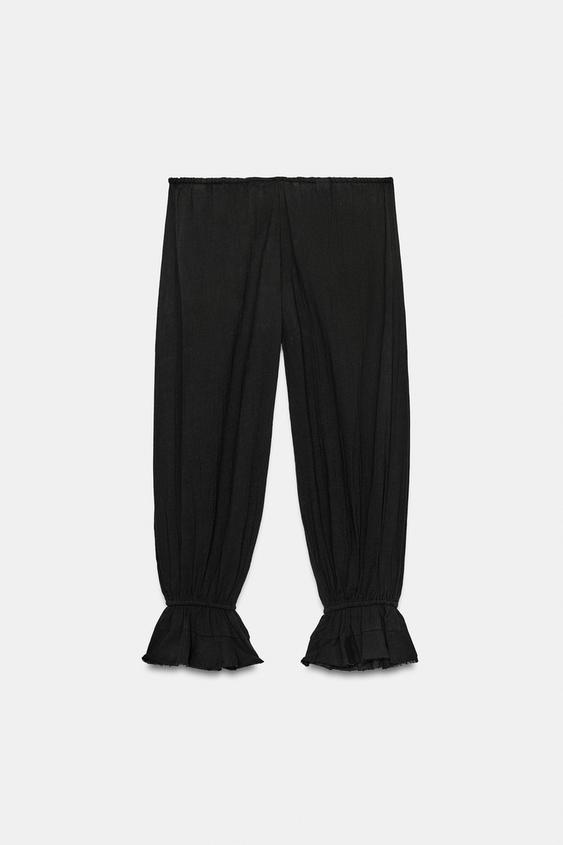 PANTALON RUSTIQUE BOUFFANT - Noir de Zara - Image 5