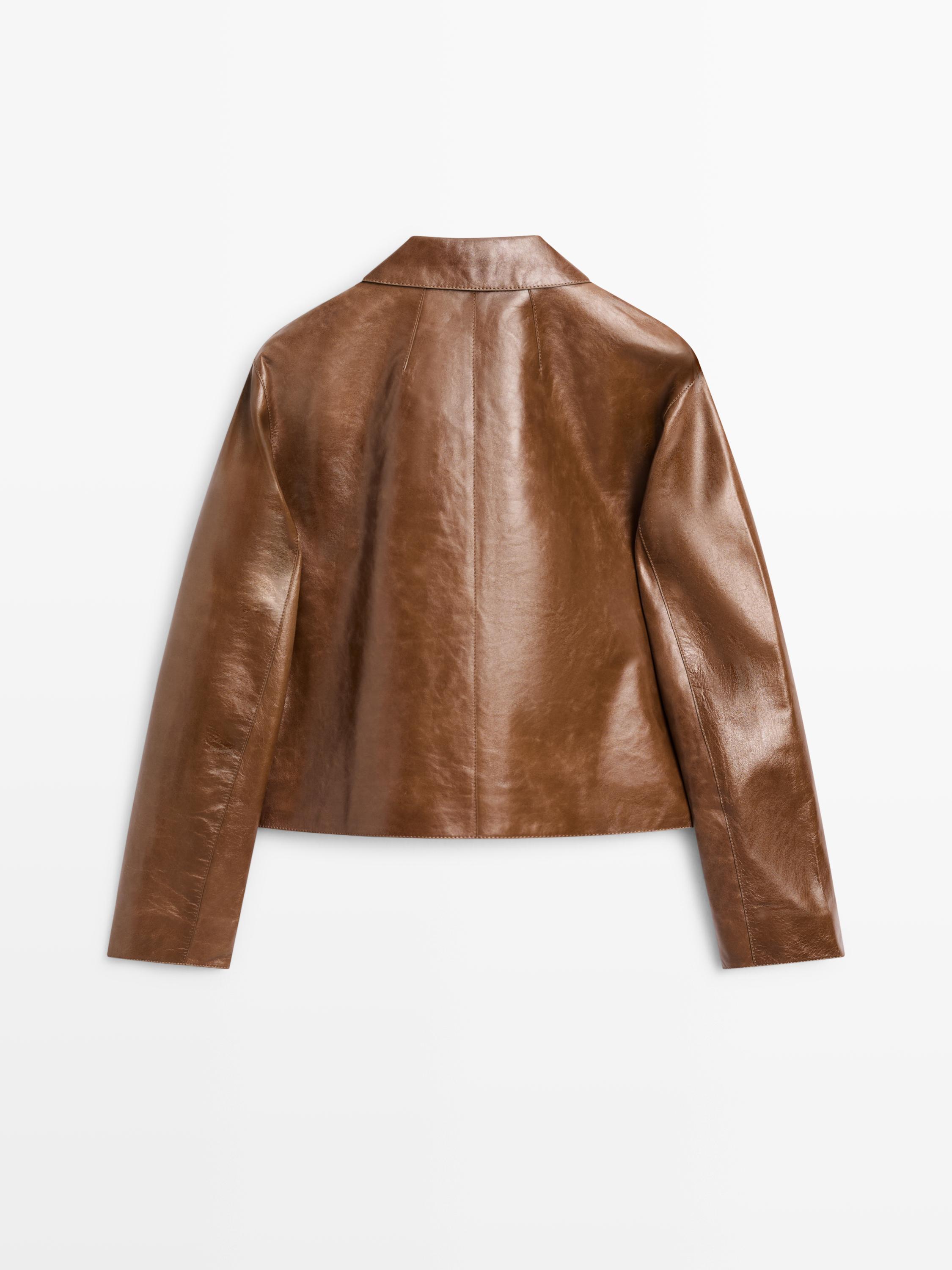 Cropped nappa leather jacket