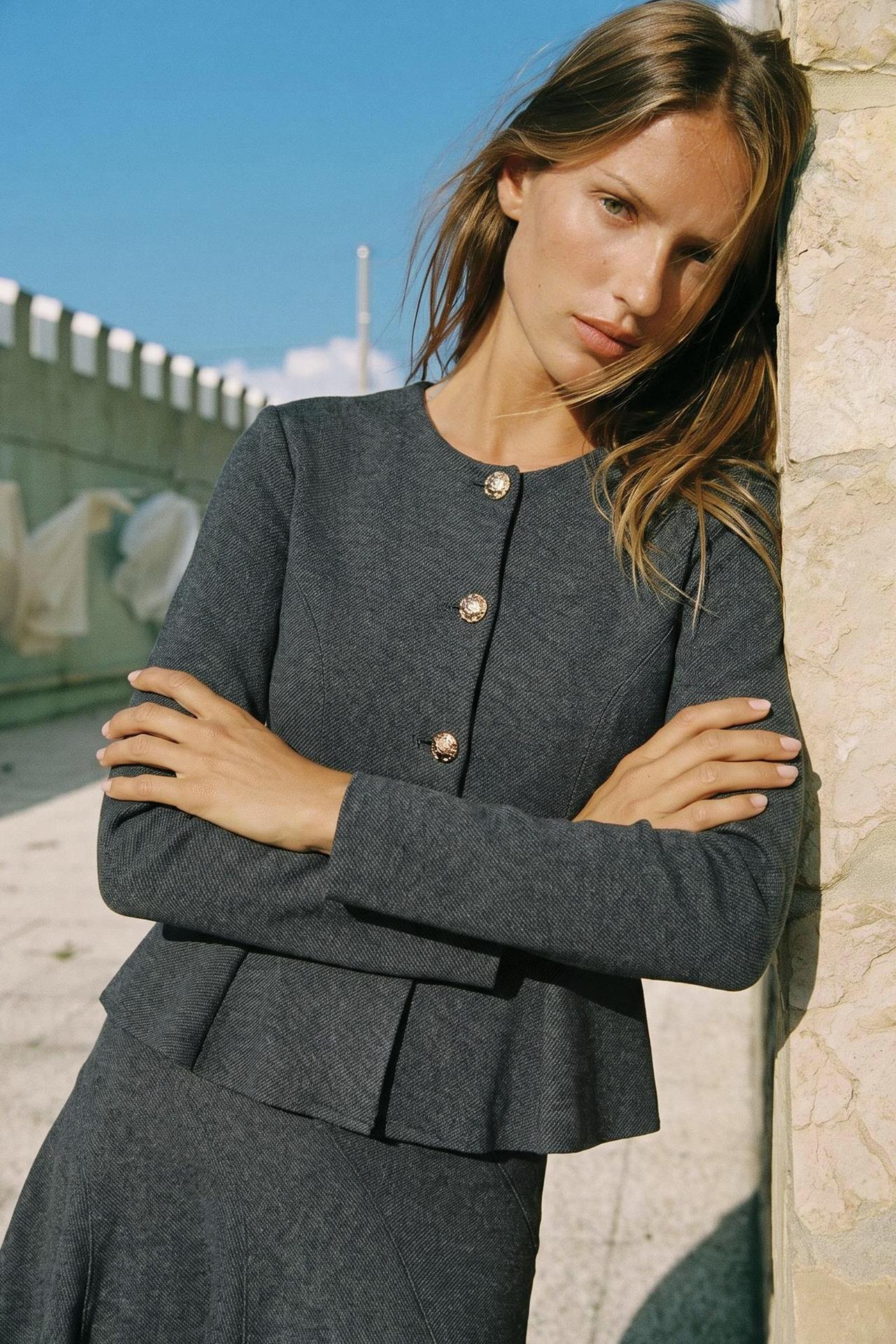 SOFT BUTTON CARDIGAN — Gray marl