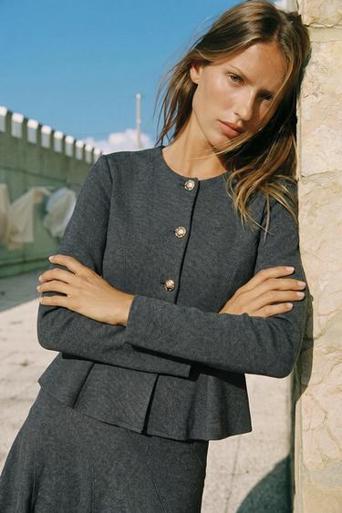SOFT BUTTON CARDIGAN — Gray marl 1