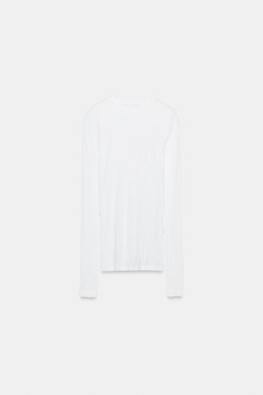 SUPIMA® LONG SLEEVE T-SHIRT - White by Zara