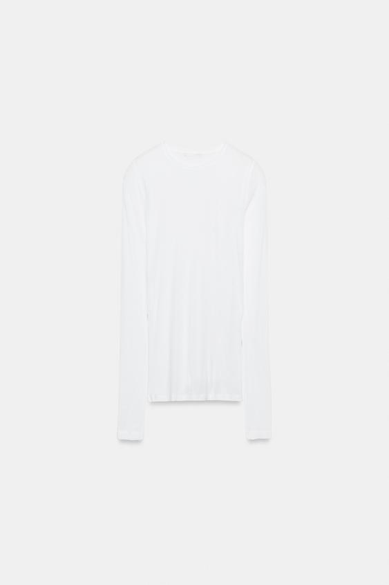 SUPIMA® LONG SLEEVE T-SHIRT - White by Zara - Image 0