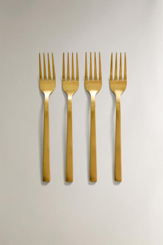 PACK TENEDORES POSTRE BRUNCH ACERO DORADO (PACK DE 4) - Oro de Zara - Imagen 0